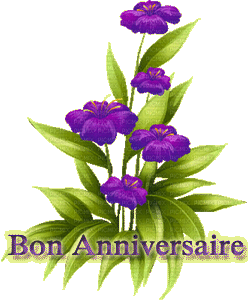 gif joyeux anniversaire fleurs violettes